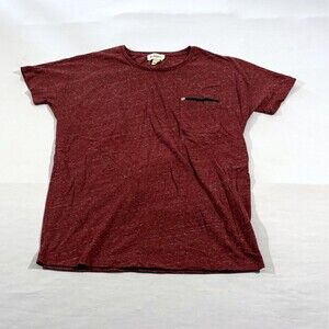 Diesel Mens Red Crew Short Sleeve Cotton Poly Pocket Tee T-shirt Sz M Flaw